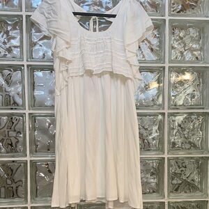 Heyson boutique Flowy White Mini Dress with Ruffle Bodice